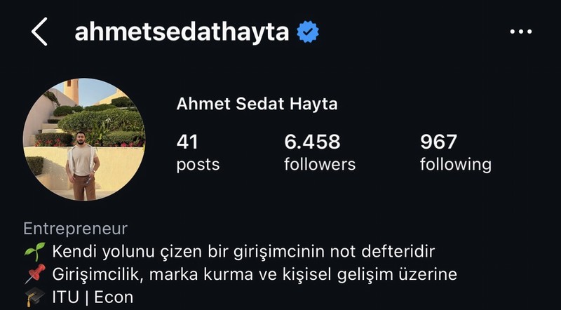 @ahmetsedathayta Instagram profil ekran görüntüsü