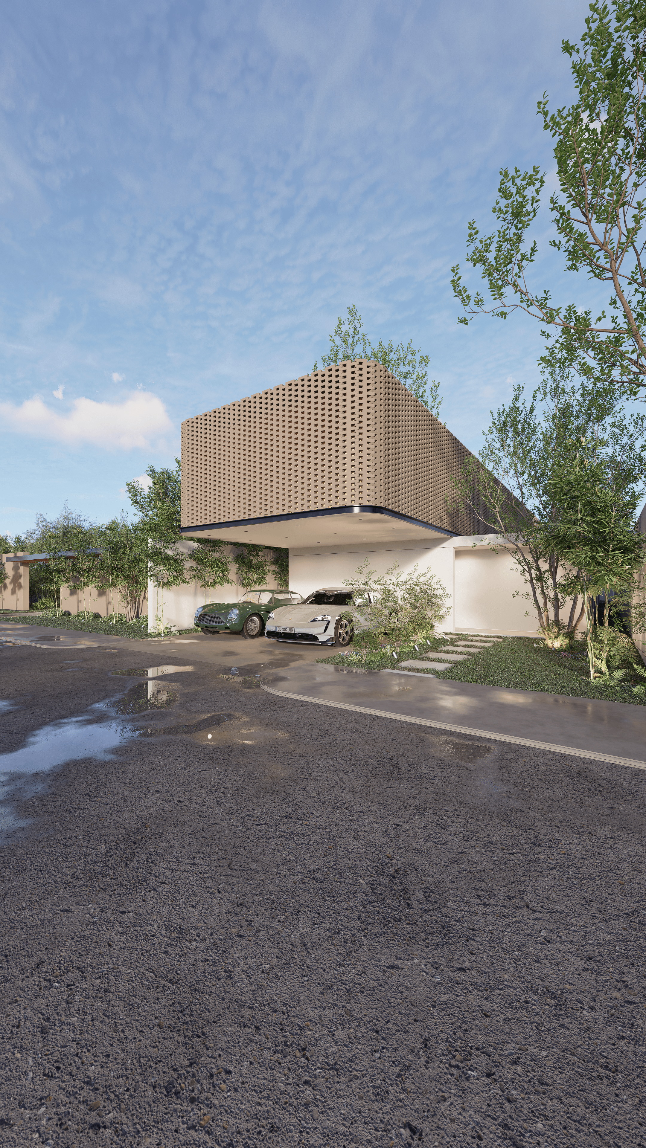 Olivia house located in Merida yucatan, with its destinctive translucid brick layout.