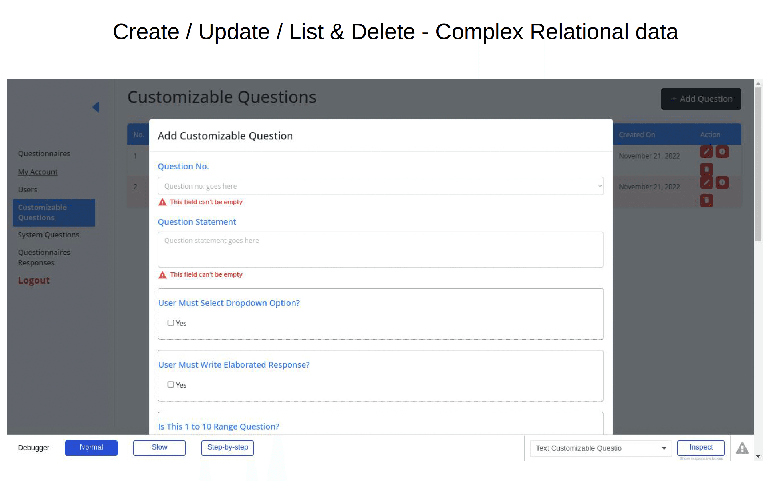 CRUD Operation on Relation Data