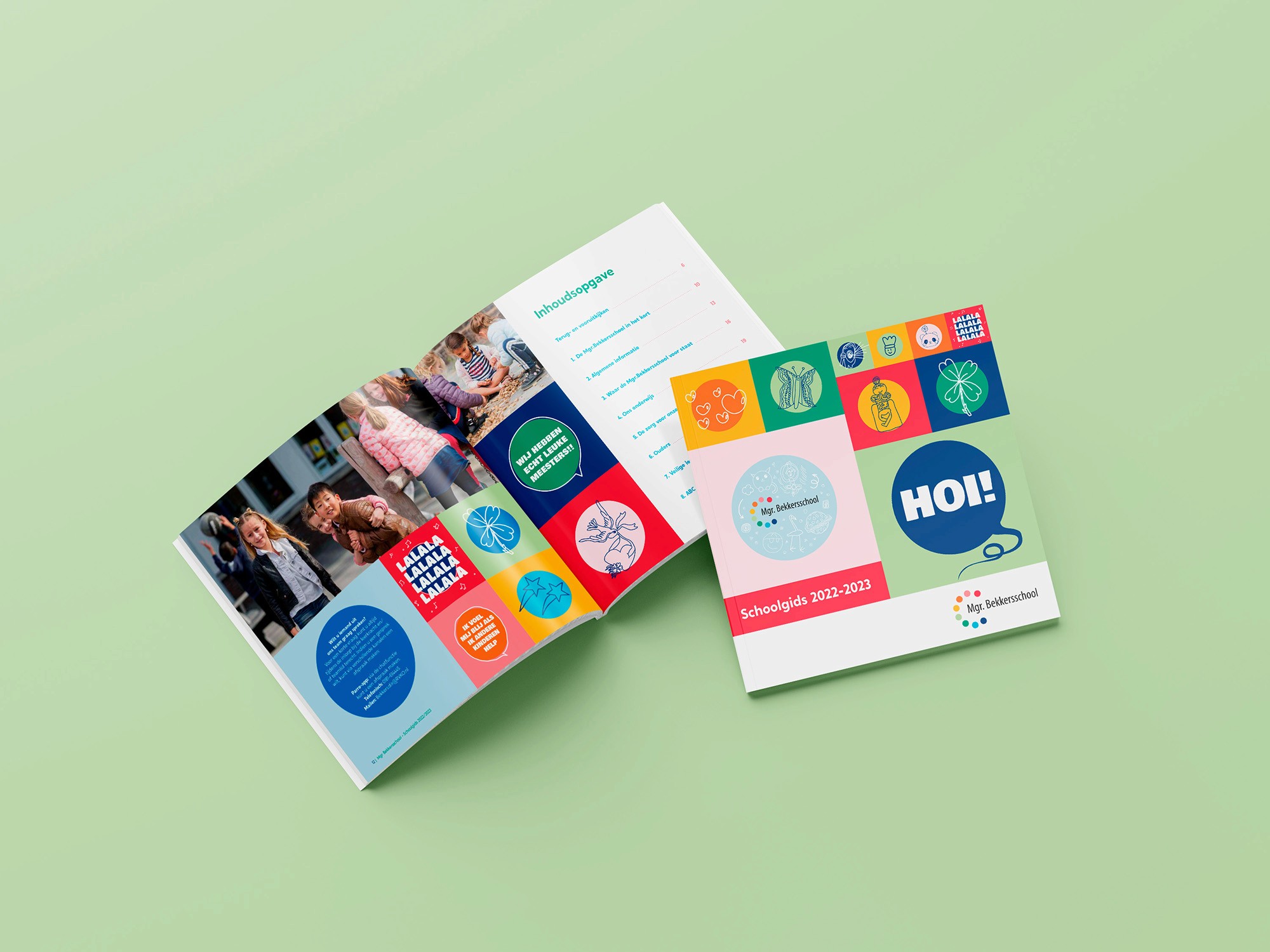 Grafisch ontwerp MGR Bekkersschool schoolgids open