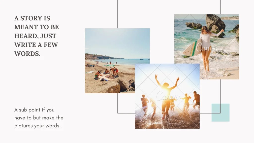 A story as an opening slide in a presentation