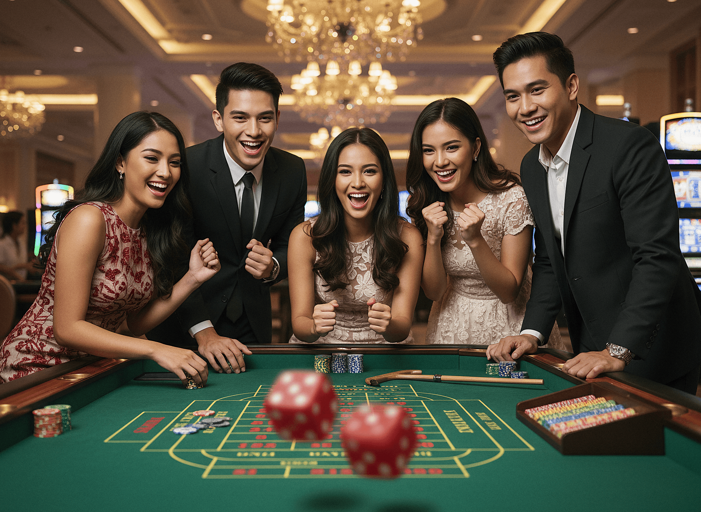 Guests enjoying casino games in the Dragon Royale main hall