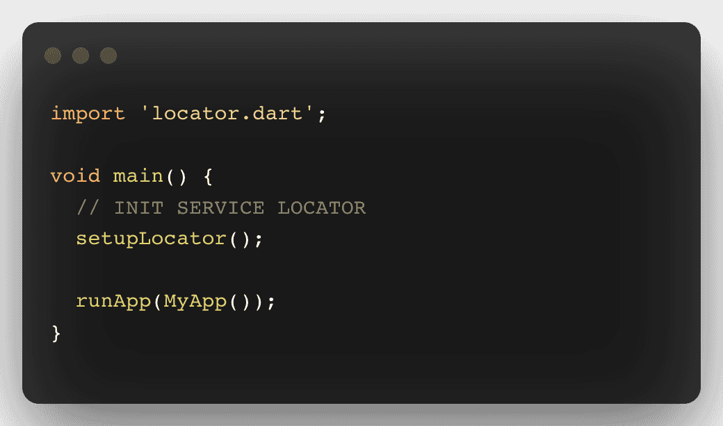 A code snippet with Dart code.