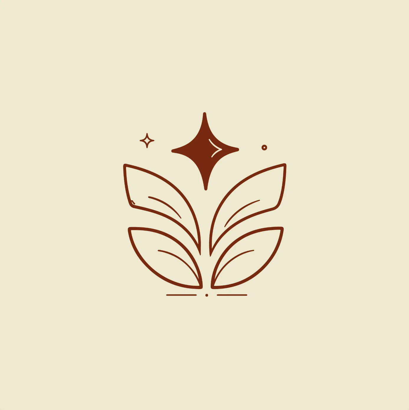Brown abstract leaf logo with a star