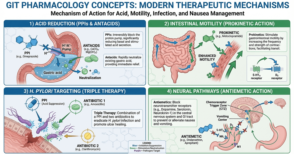 Cover: NEET PG GIT Pharmacology Glossary 2026: PPIs, Antiemetics, H. pylori Regimens, Prokinetics and Antacids