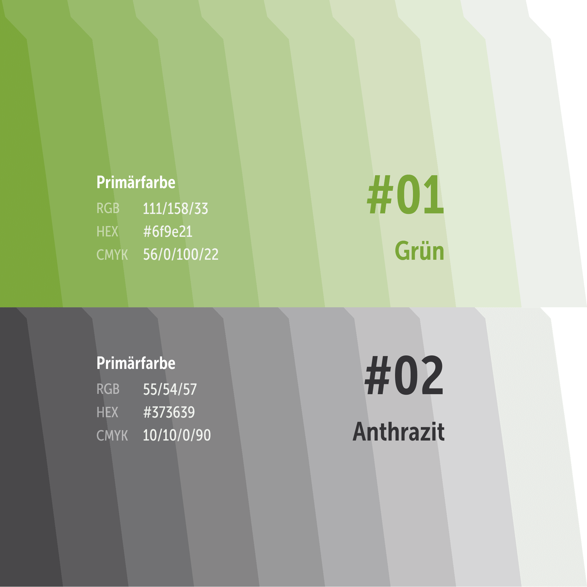 Color palette with #01 Grün and #02 Anthrazit