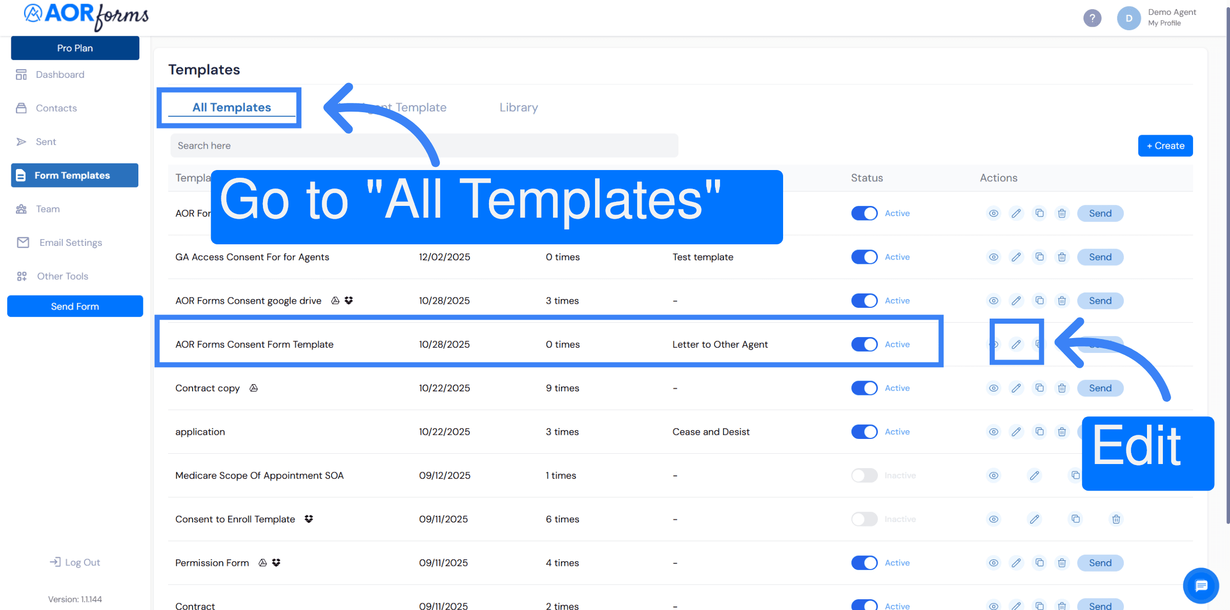 Edit Client Template