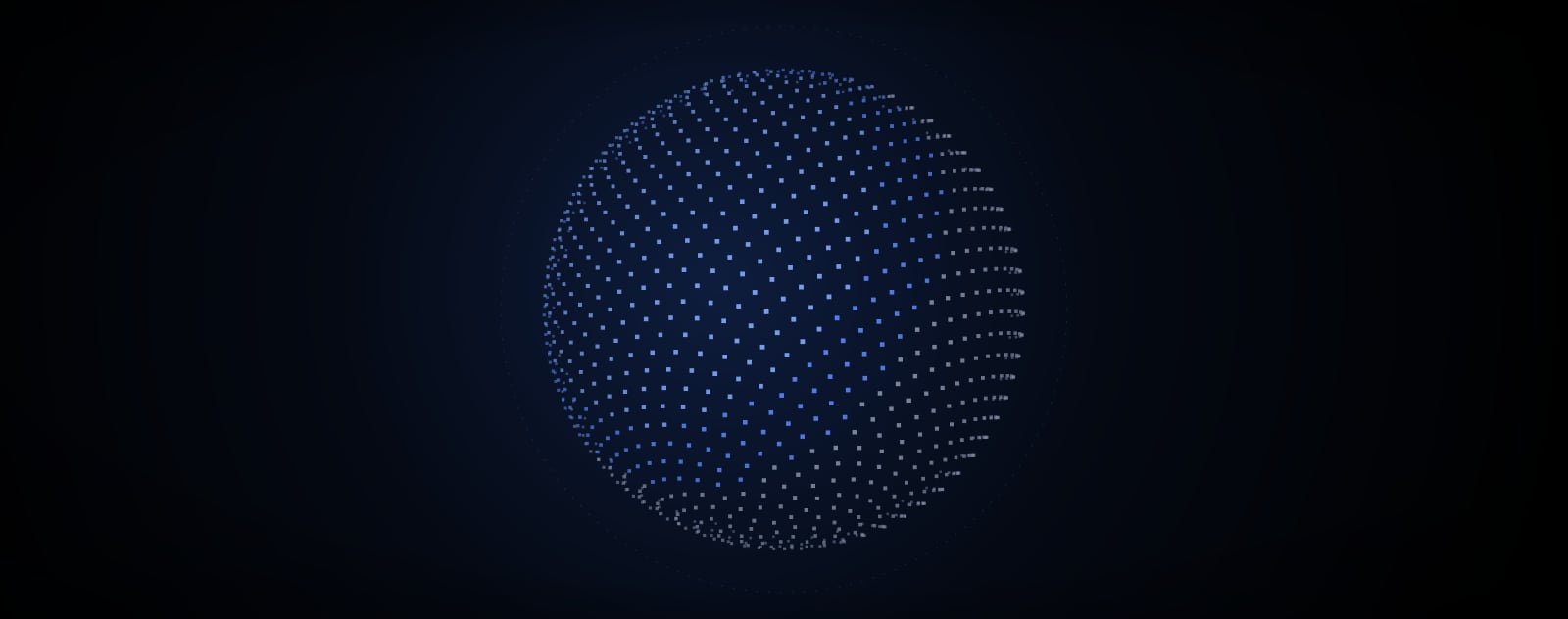 Blue dotted globe on dark background