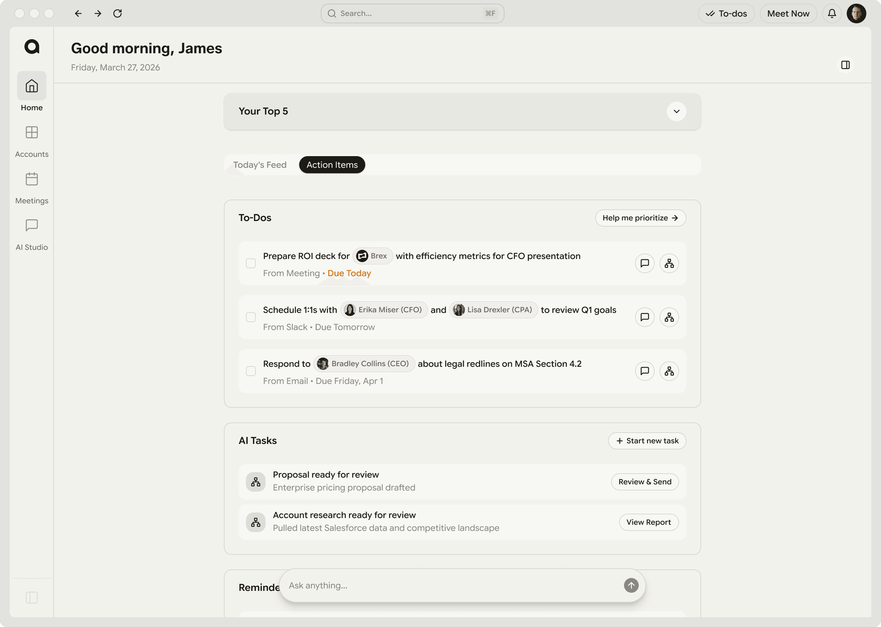 Auto follow-up interface