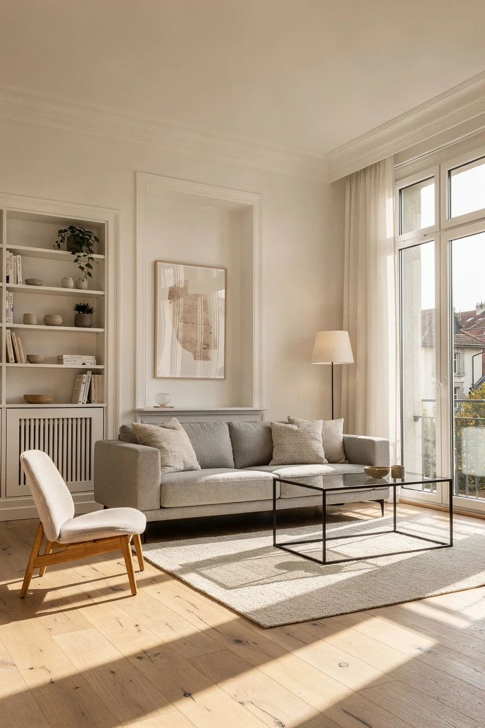 Salon moderne rénové en Suisse romande par un coordinateur de travaux professionnel