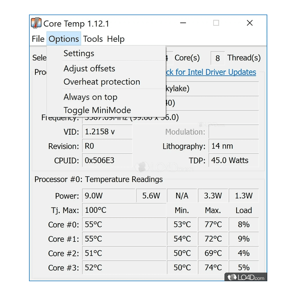 Core Temp App to check CPU temperature