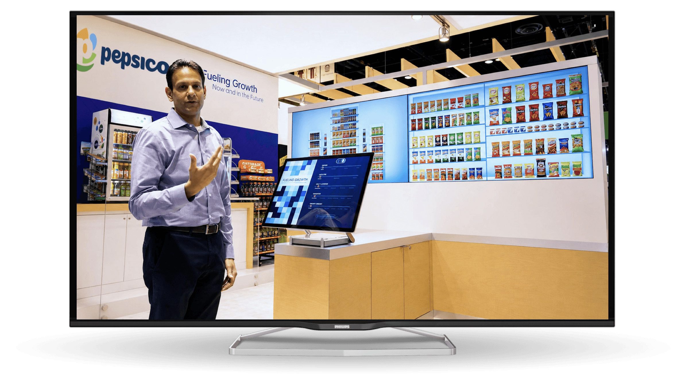 PepsiCo executive presence at the NACS tradeshow featuring digital insights for Frito-Lay and Pepsi-Cola product placement.