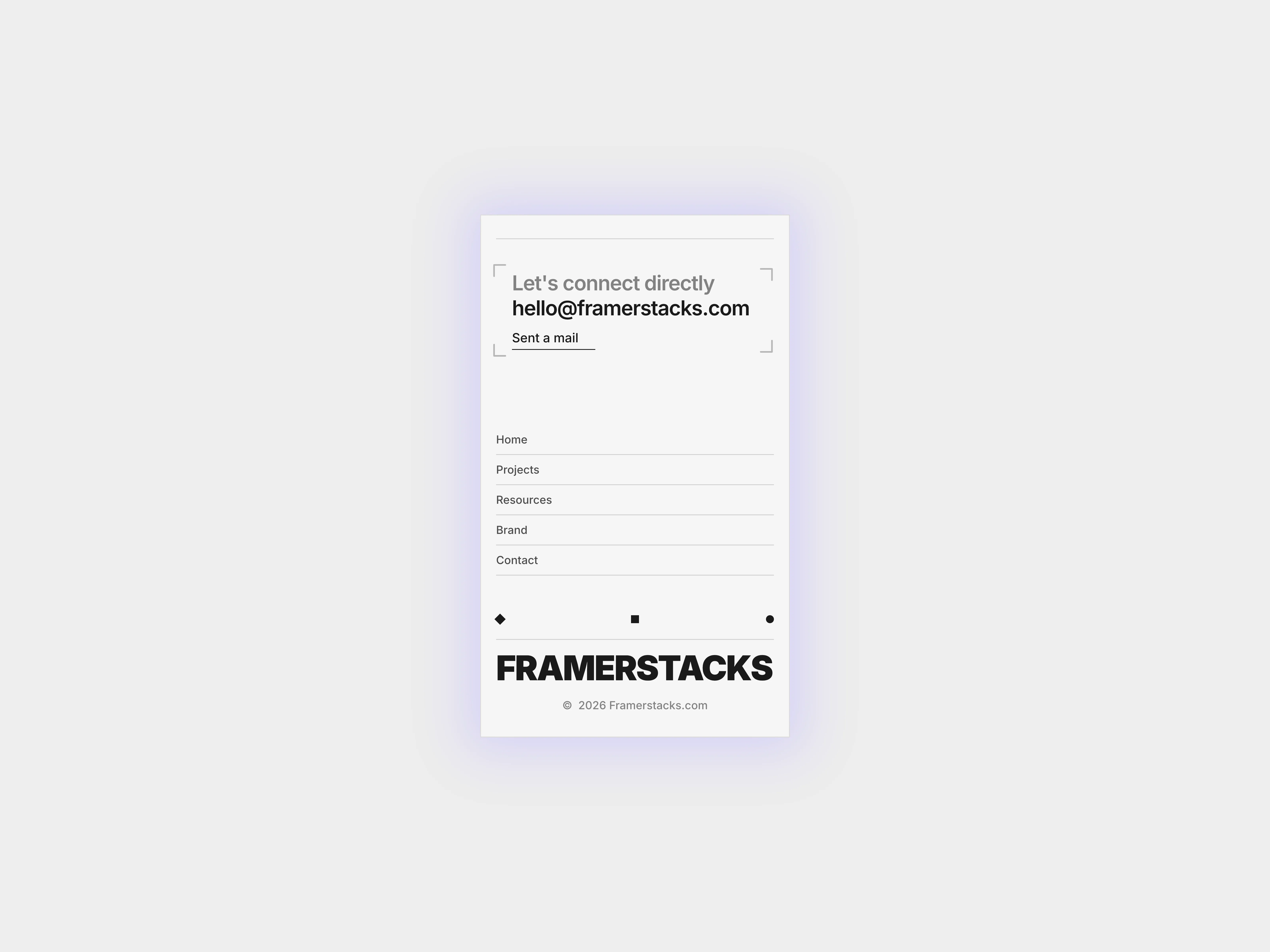 A light themed minimal style footer design optimized for mobile devices