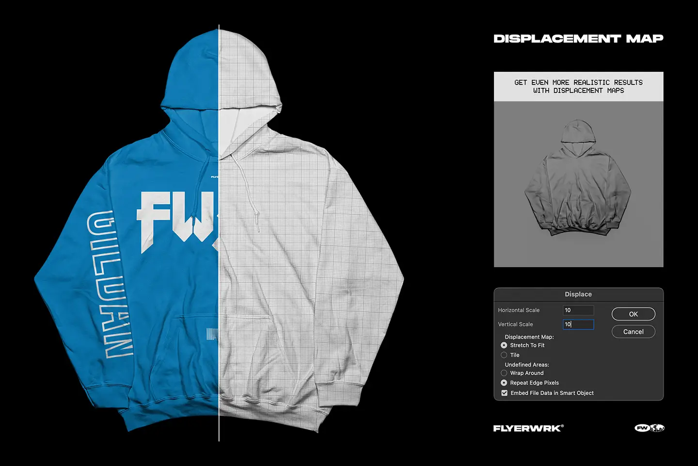 Gildan 18500 Hoodie Folded Arms mockup displacement map for realistic print effects