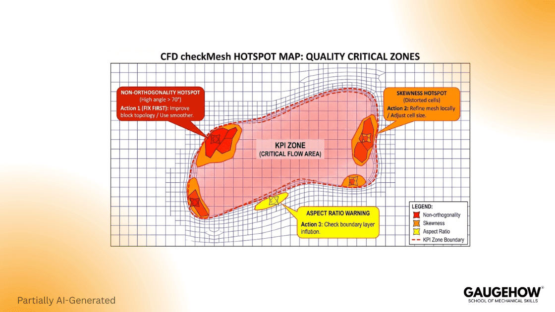 OpenFOAM checkMesh hotspot map nonorthogonality skewness