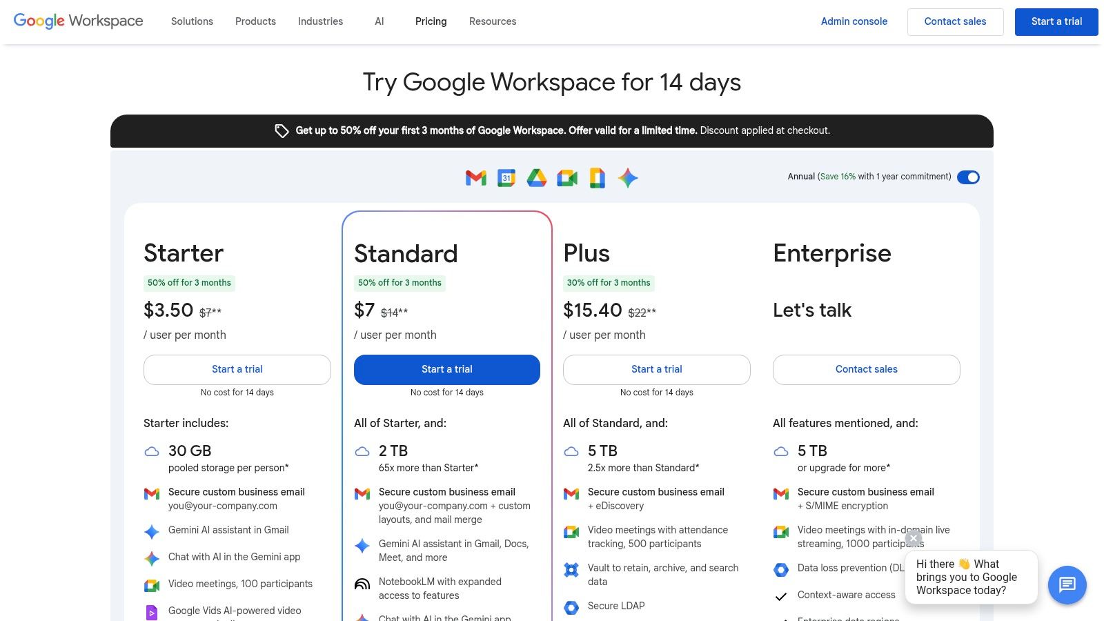 Google Workspace pricing and plans