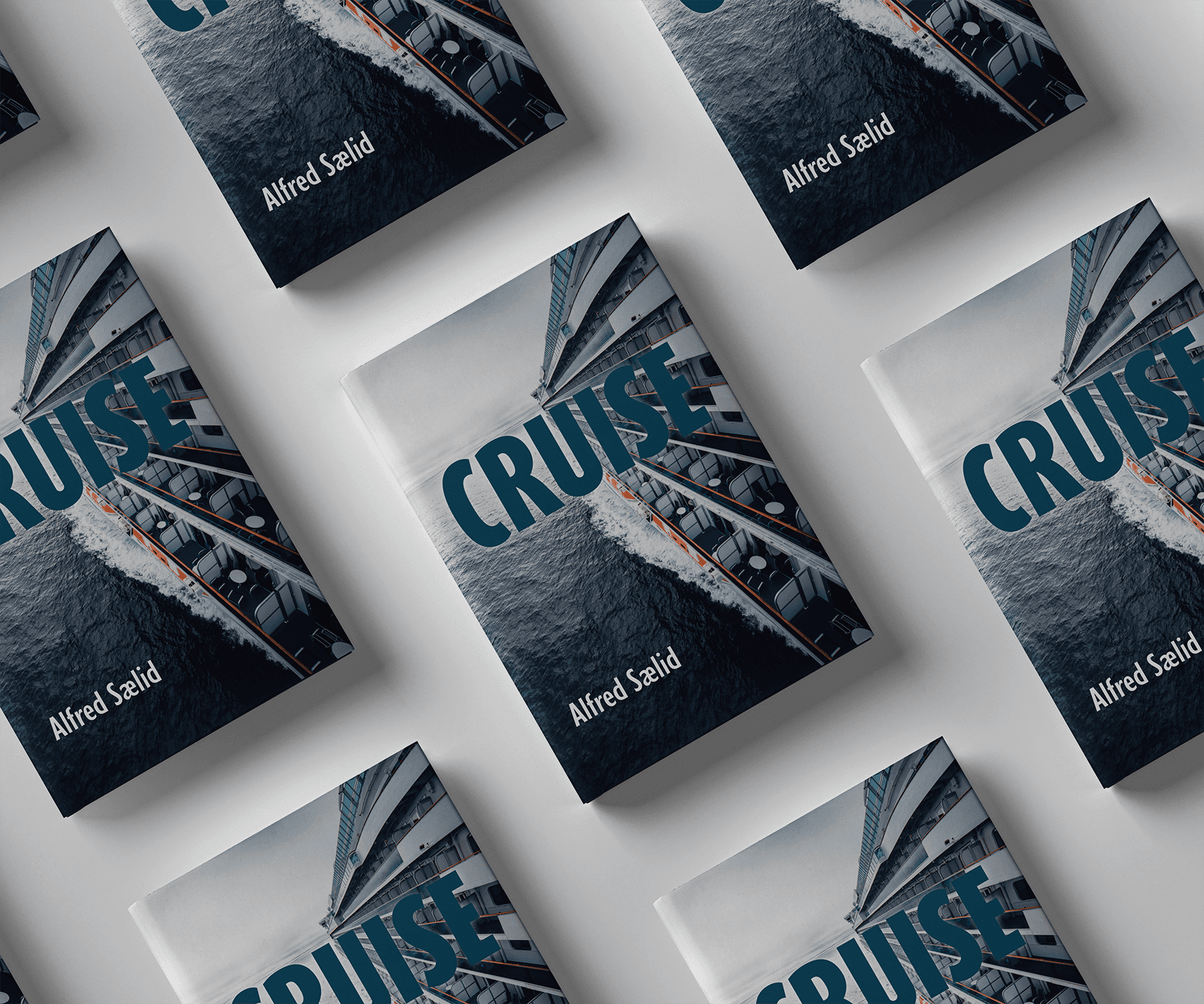 Książka Cruise Alfreda Sælida, powielona w układzie z widoku z góry.