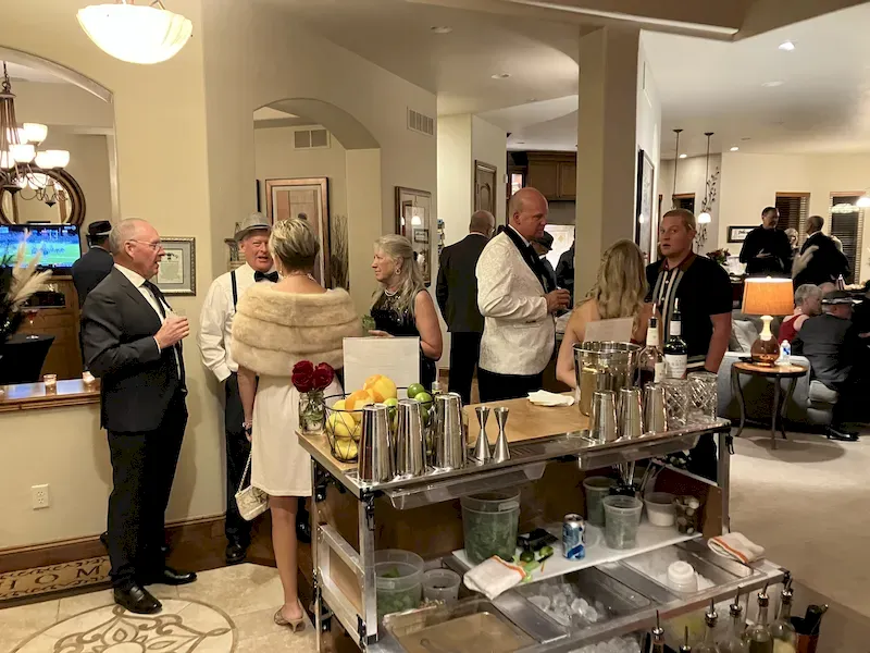 Mobile bar setup for an upscale house party
