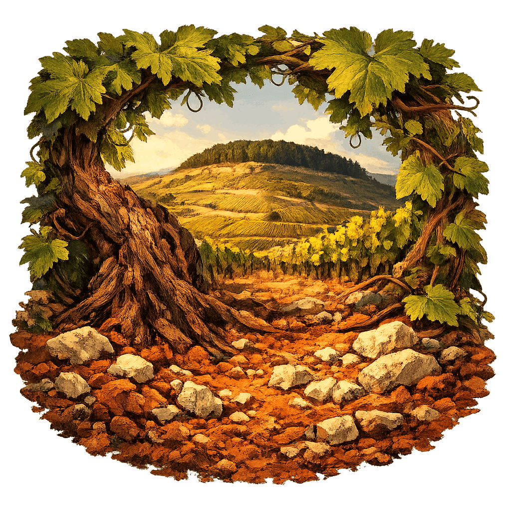 Detailed graphic of the Aloxe-Corton wine region.