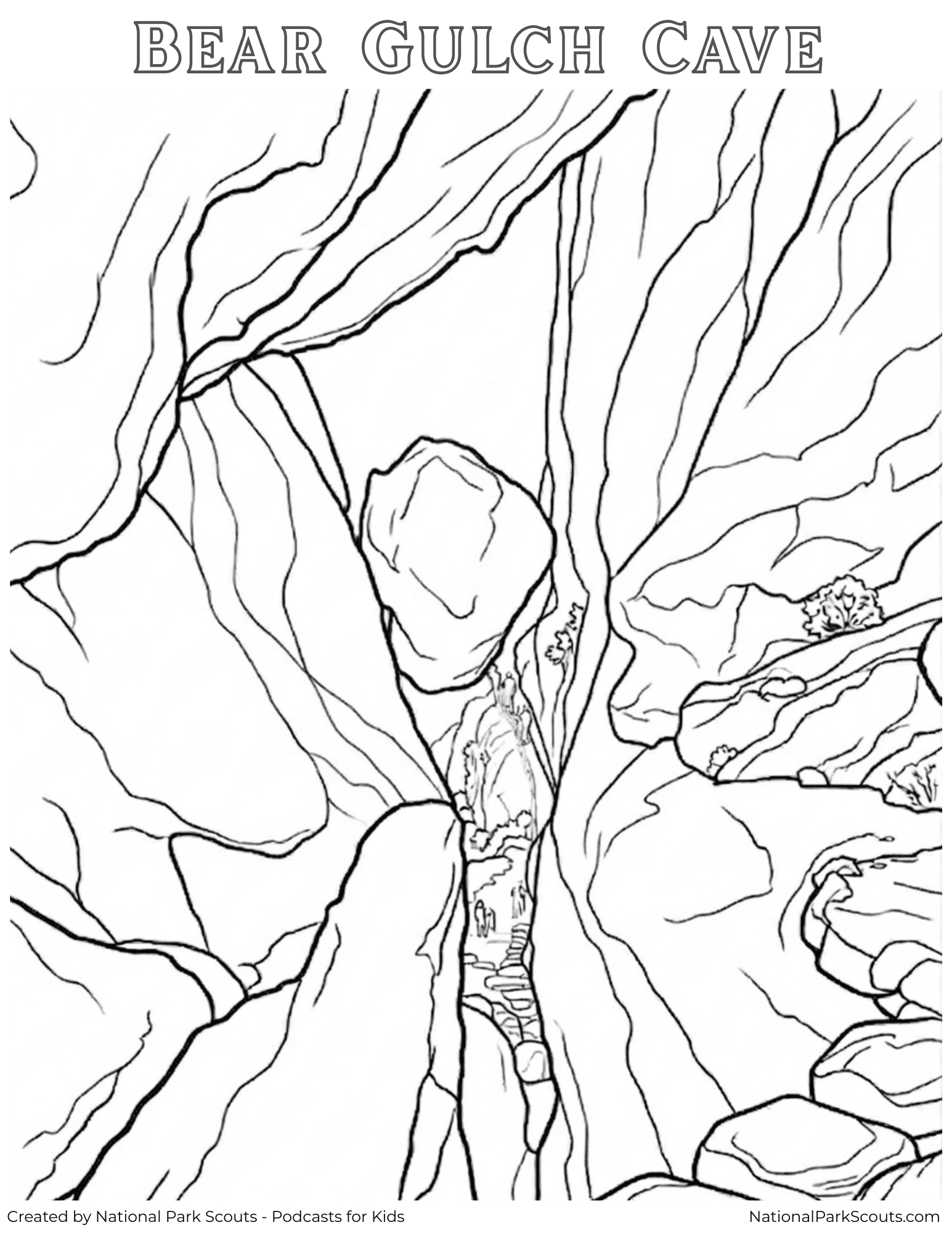 Pinnacles National Park: Bear Gulch Cave Coloring Page