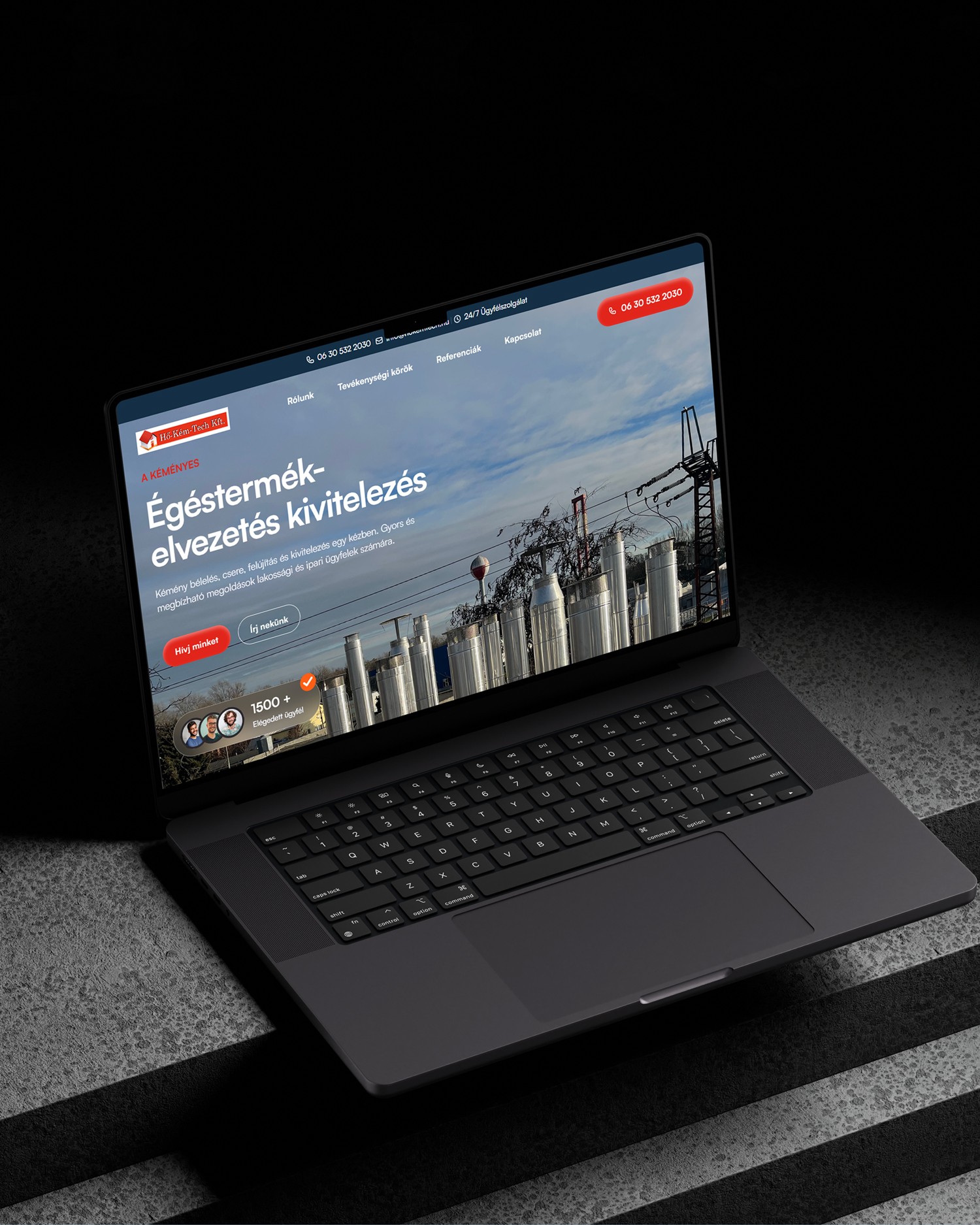 Égéstermék elvezetés kivitelezés weboldal látványterv