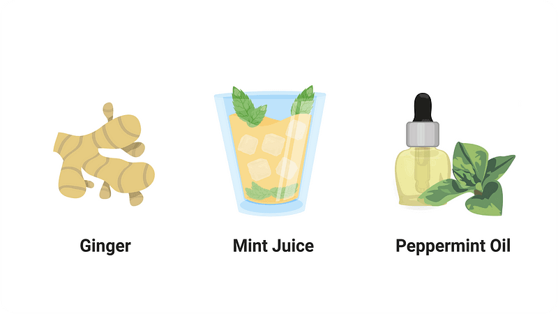 Ginger, Mint Juice, Pepperment Oil