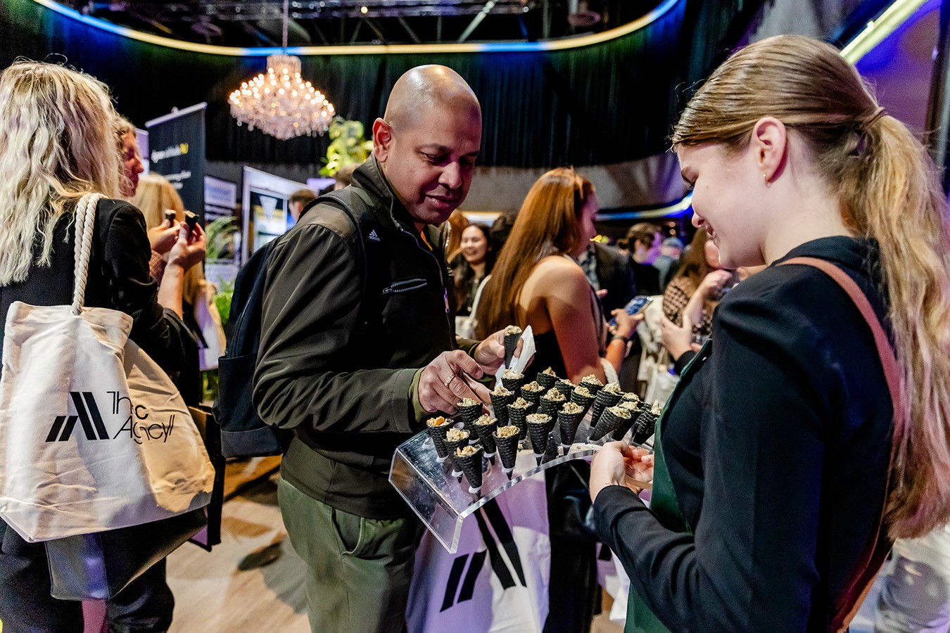 Canape service at a corporate exhibition event at the Fortitude Music Hall