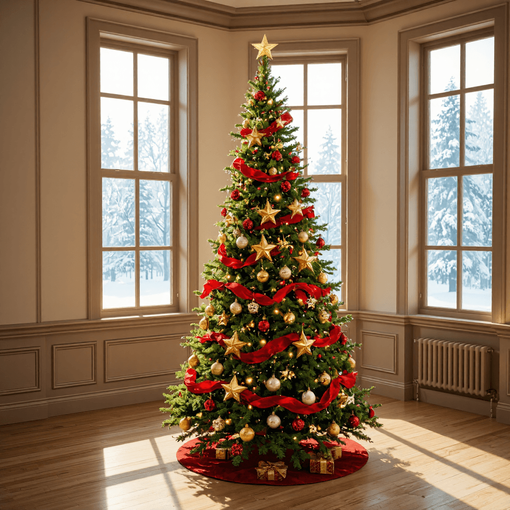 product photography of decorated Christmas tree