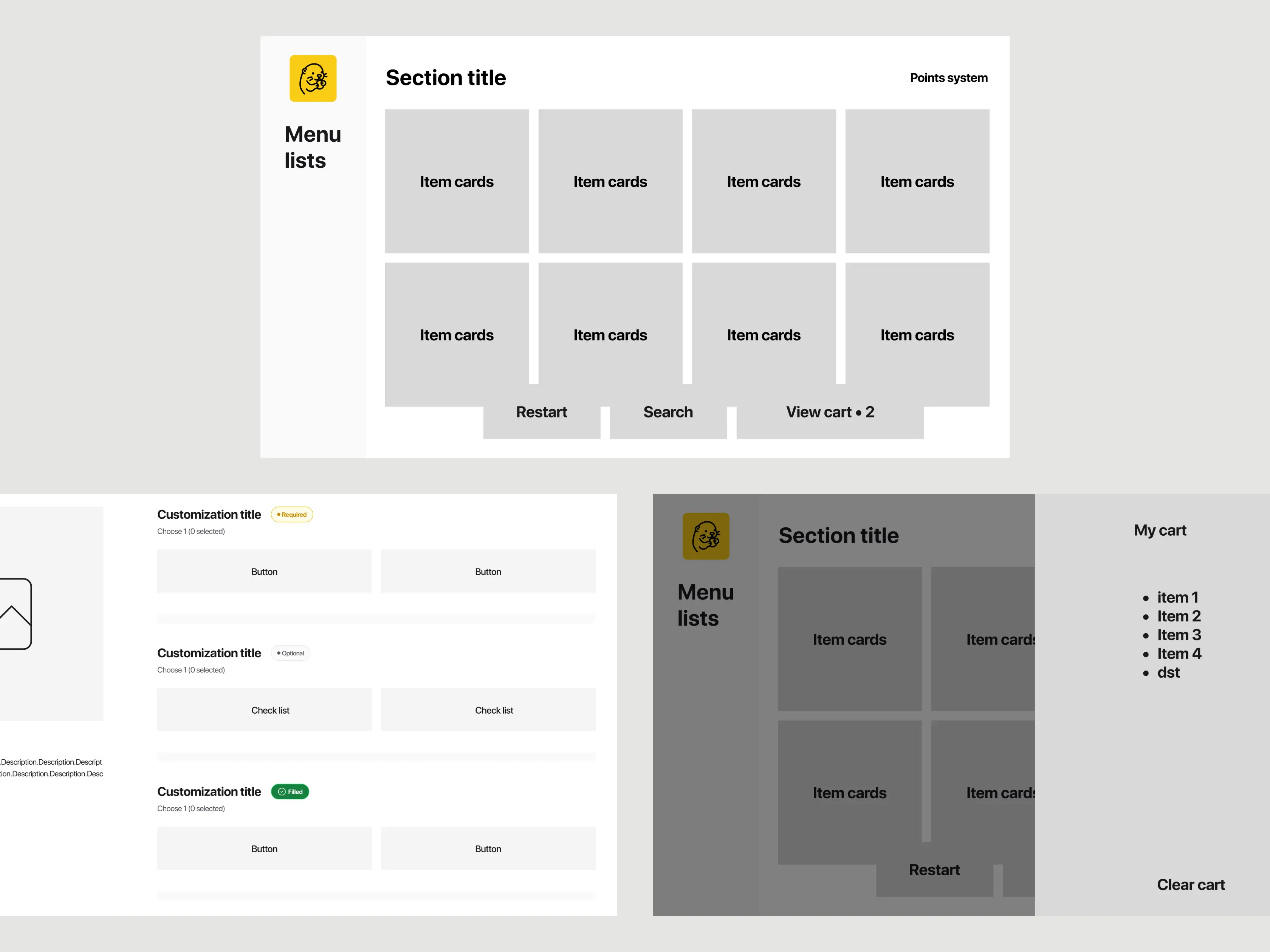 Early wireframes for Otter Kiosk