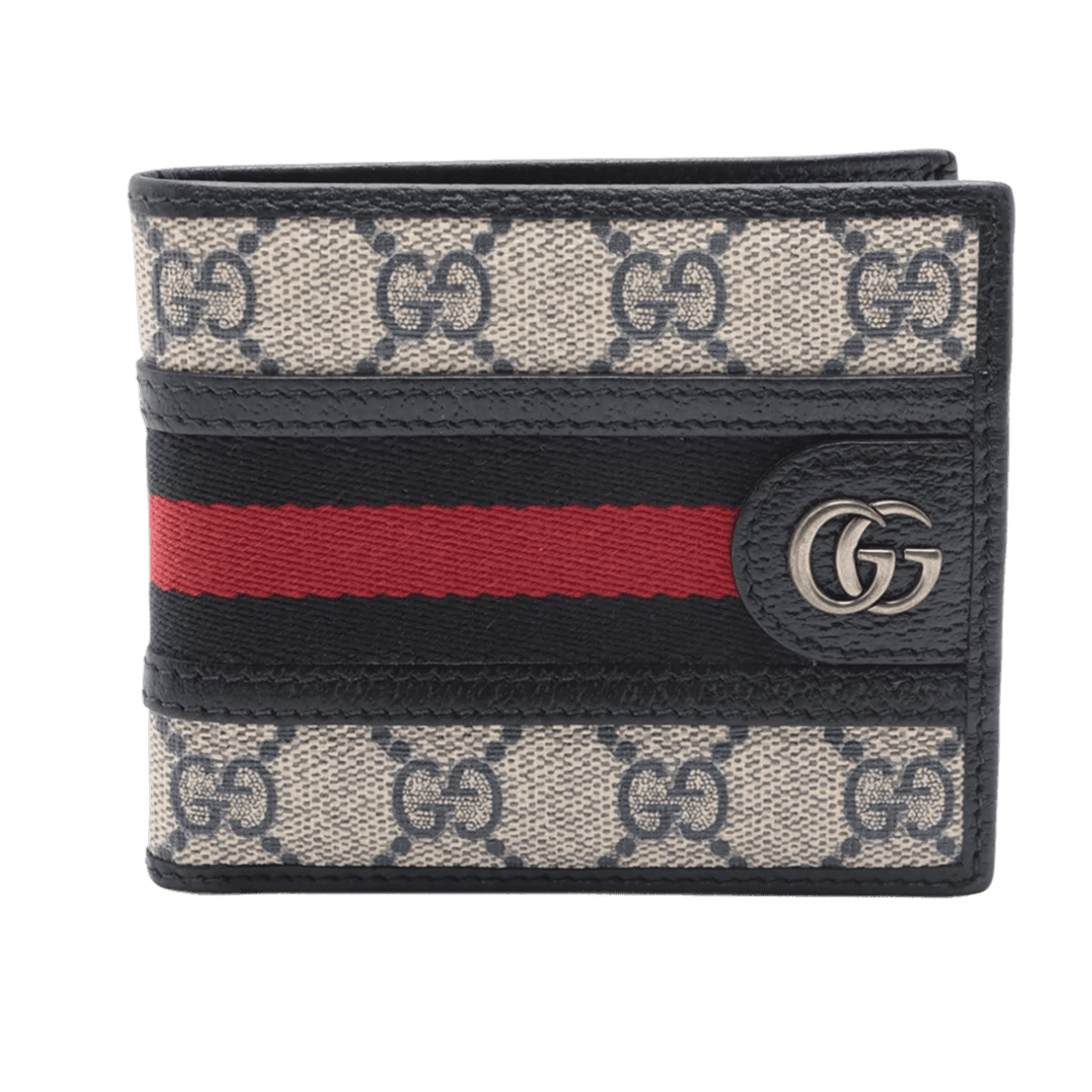  GUCCI Ophidia Canvas With Leather Card Clip Wallet Men's Blue