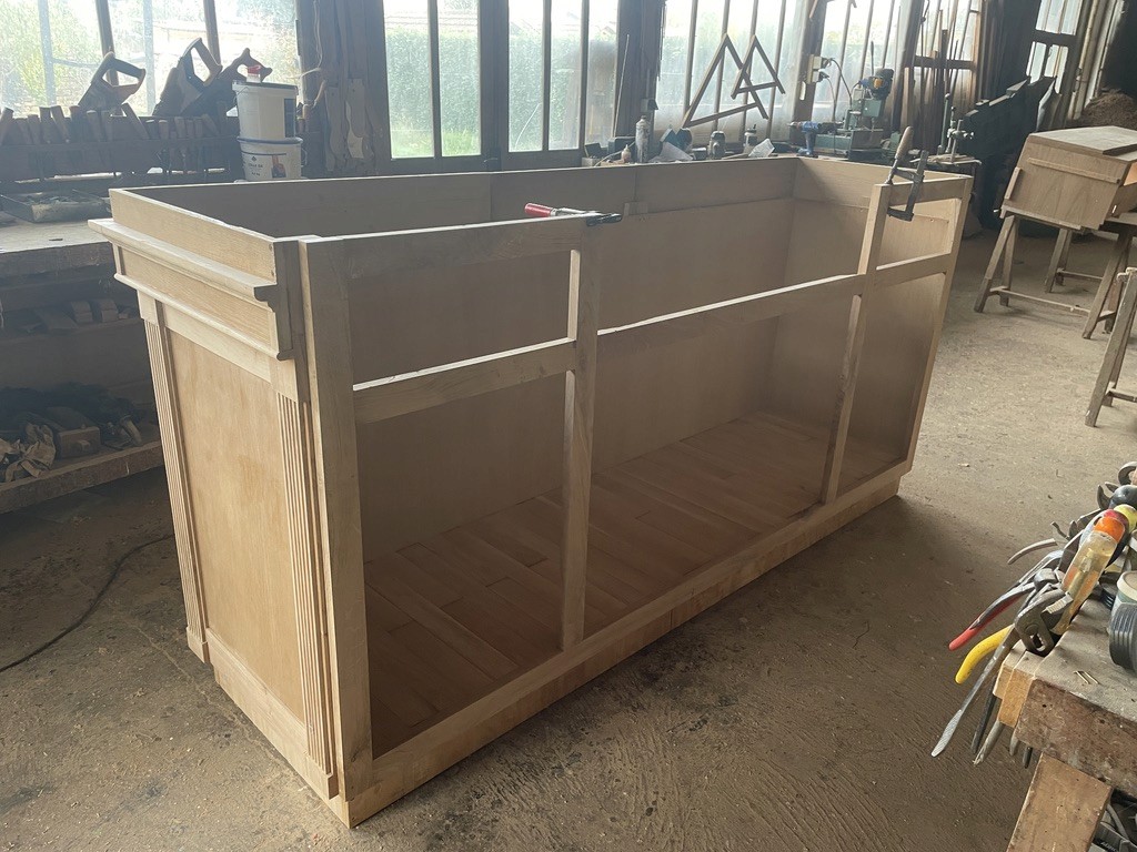 Habillage zinc laiton sur comptoir