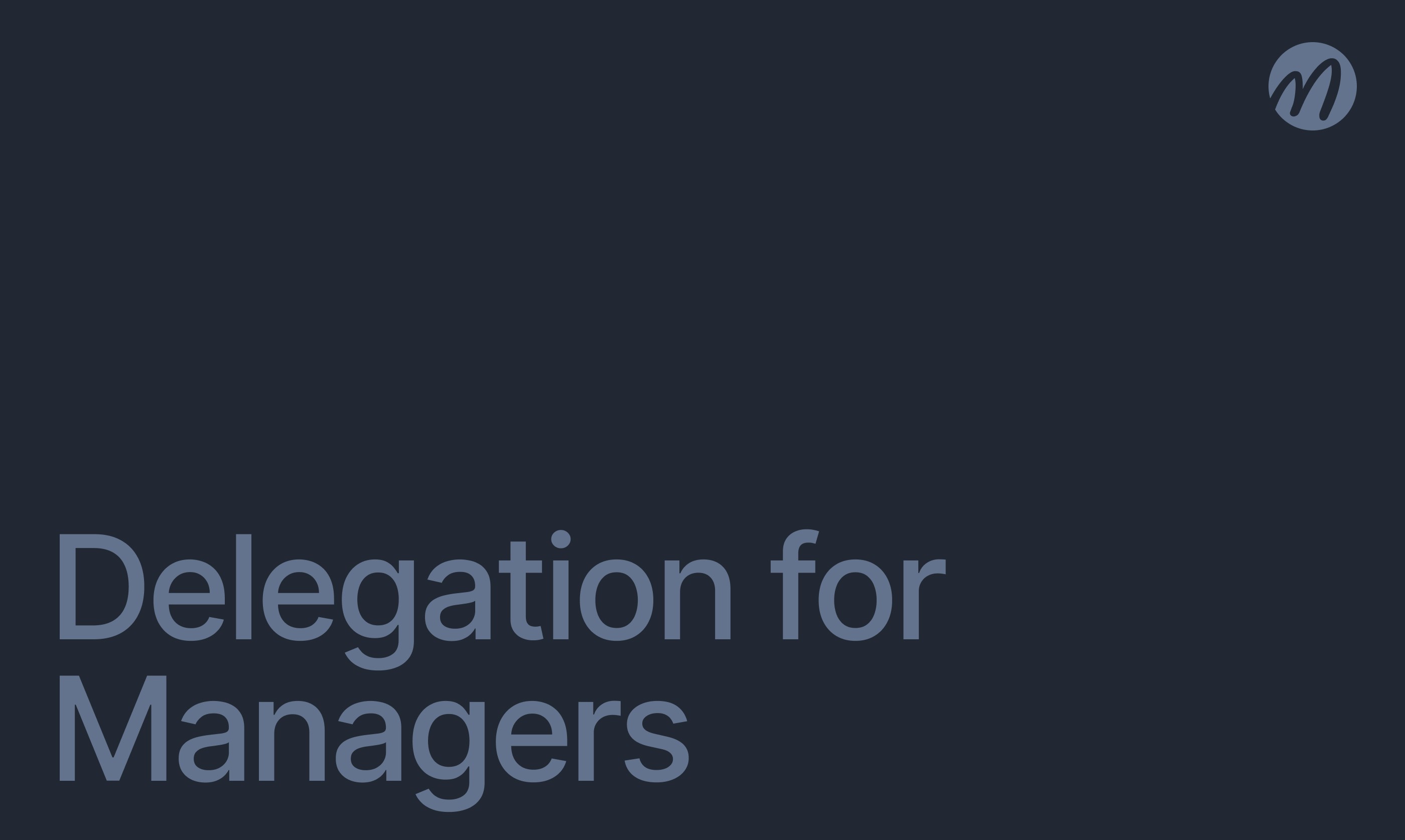 Delegation for Managers