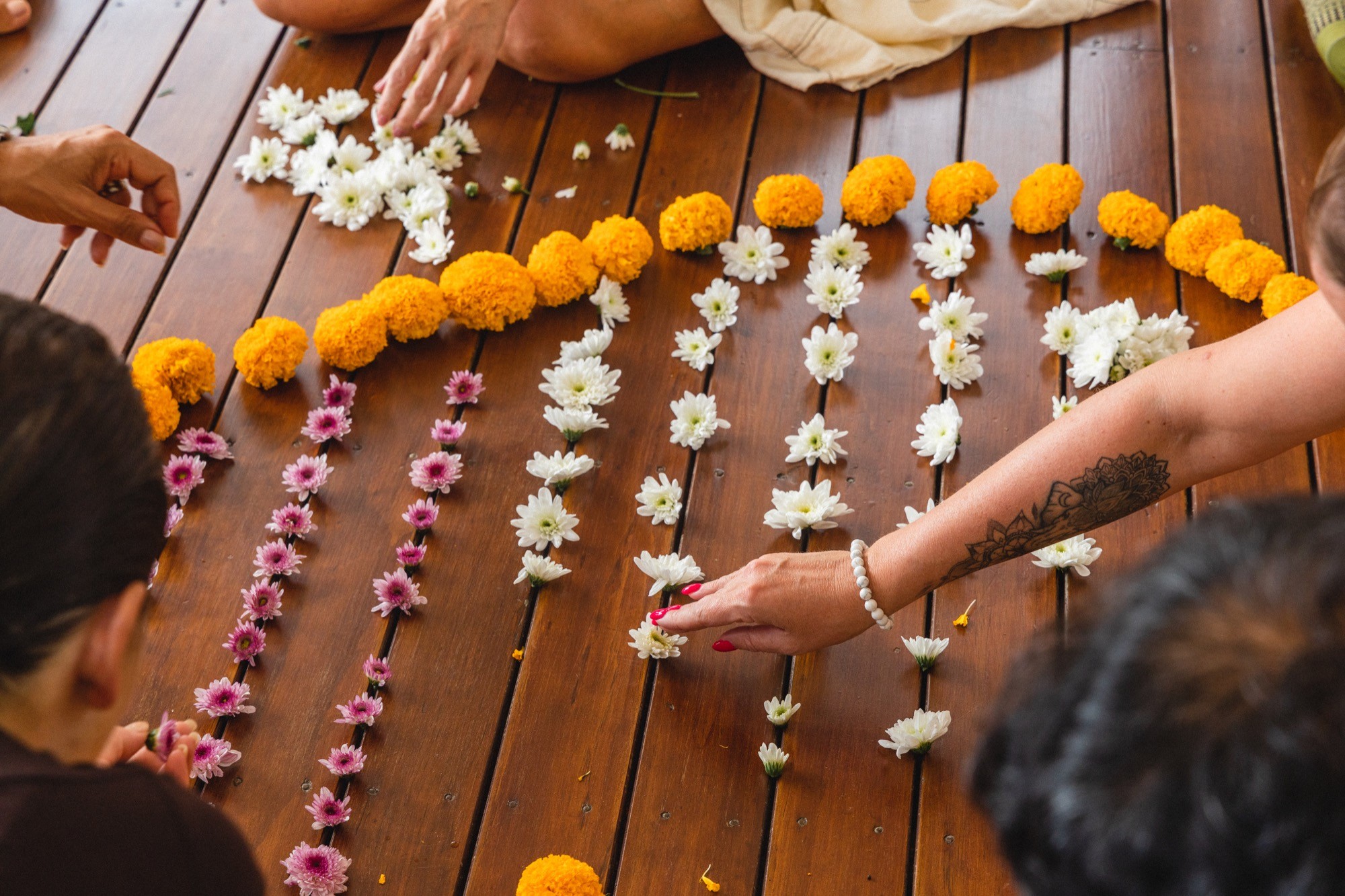 Flowers arranged during a teacher-training ceremony