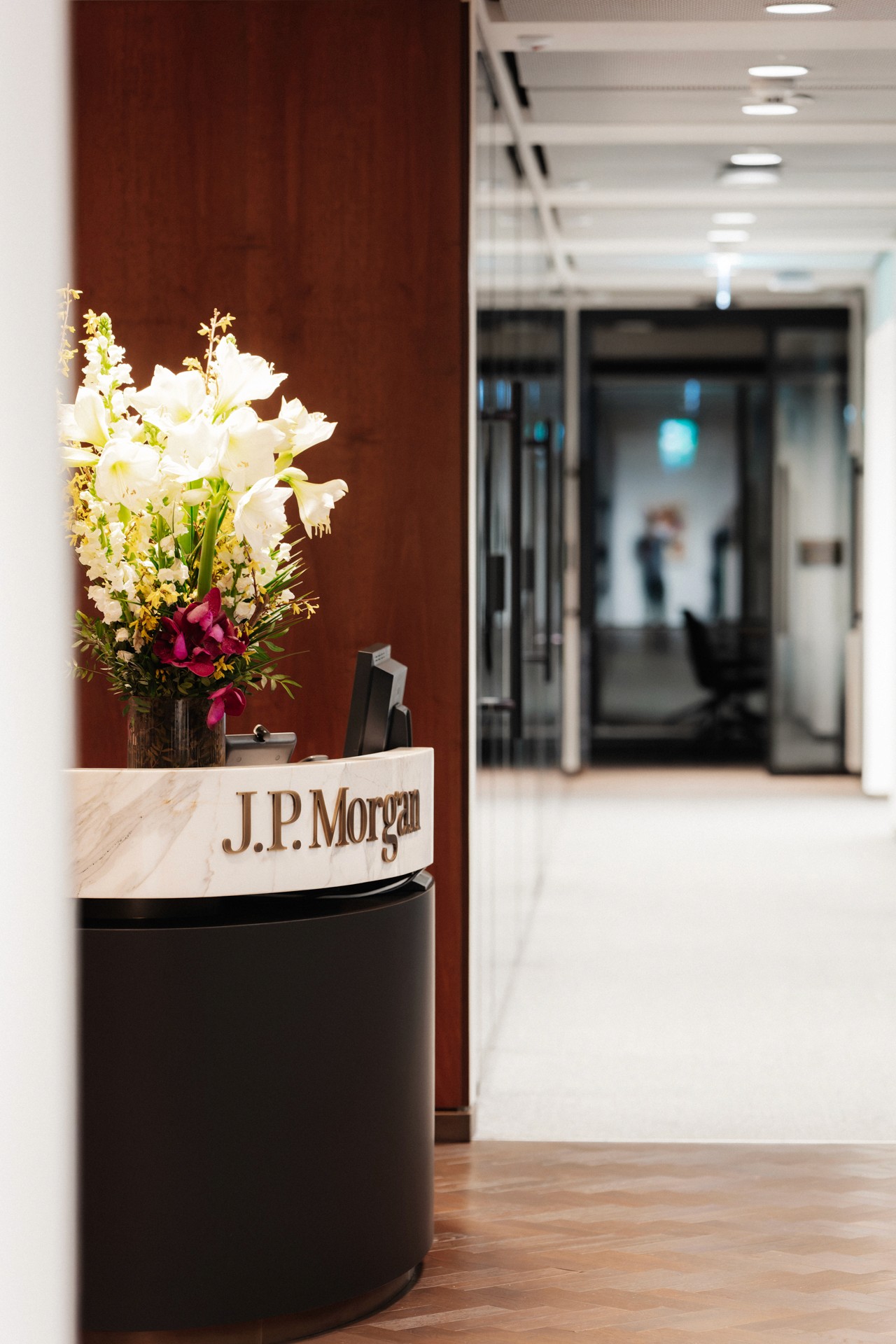 Entrée du siège de JP Morgan à Genève