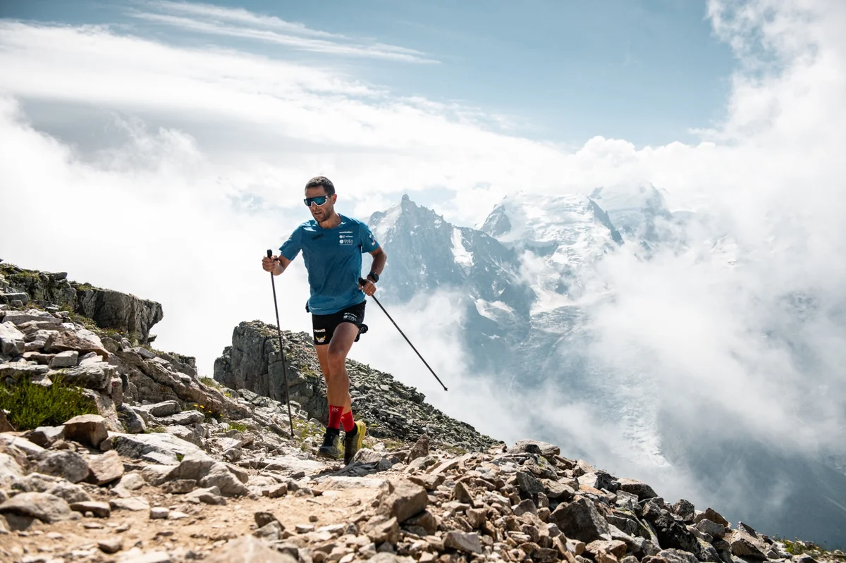 Trail runner with the Mont-Blanc.