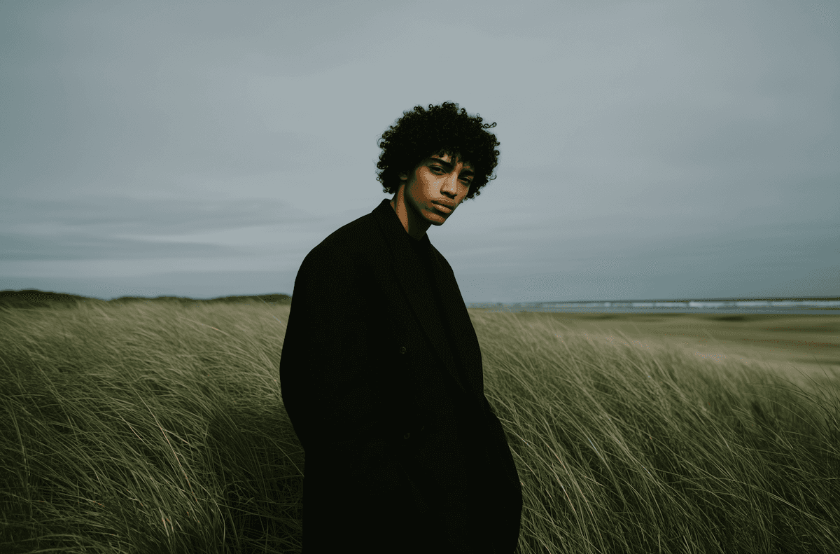 A black limousine parked at a gas station at night
