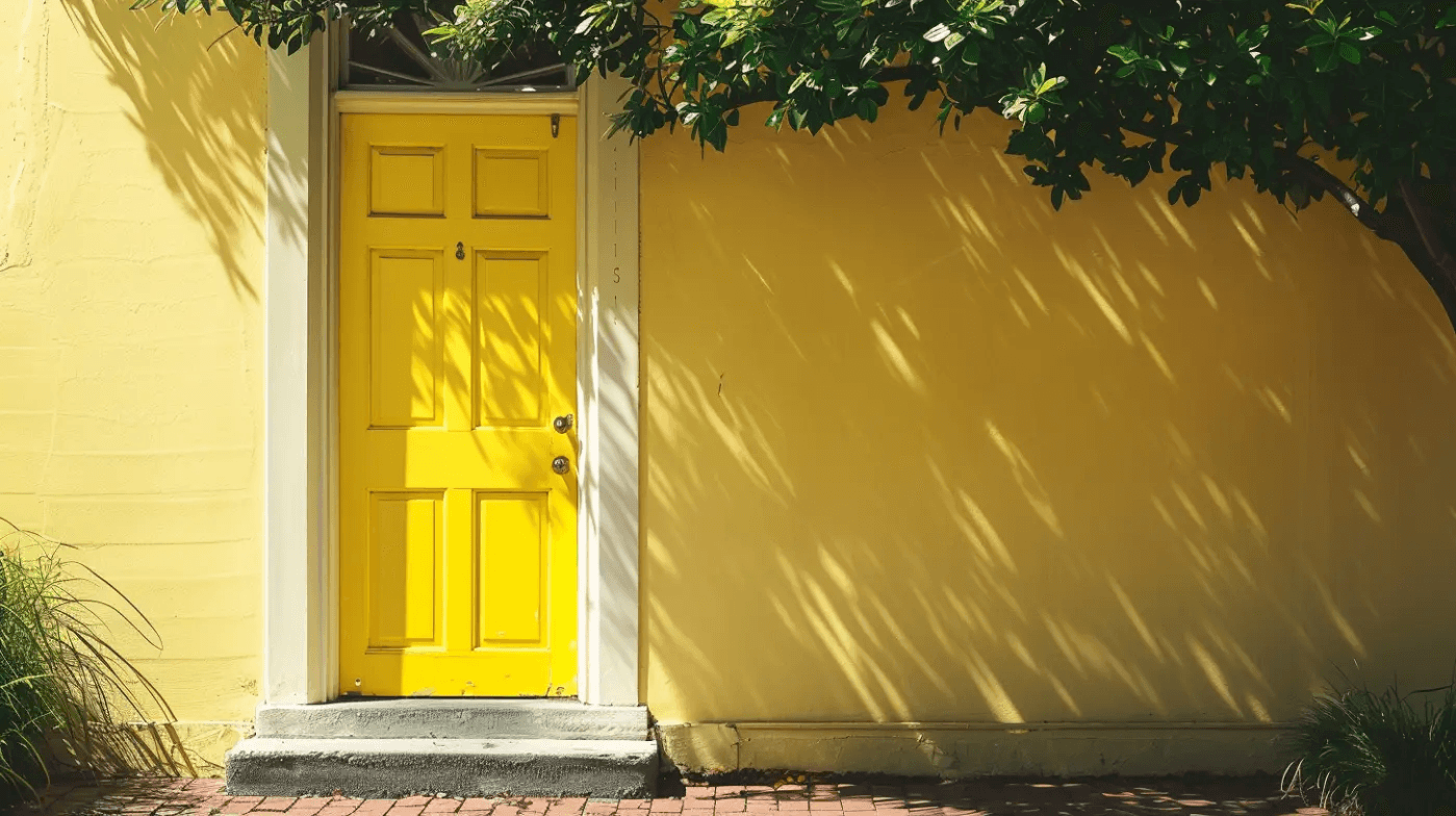 beautiful-yellow-front-door-on-yellow-home