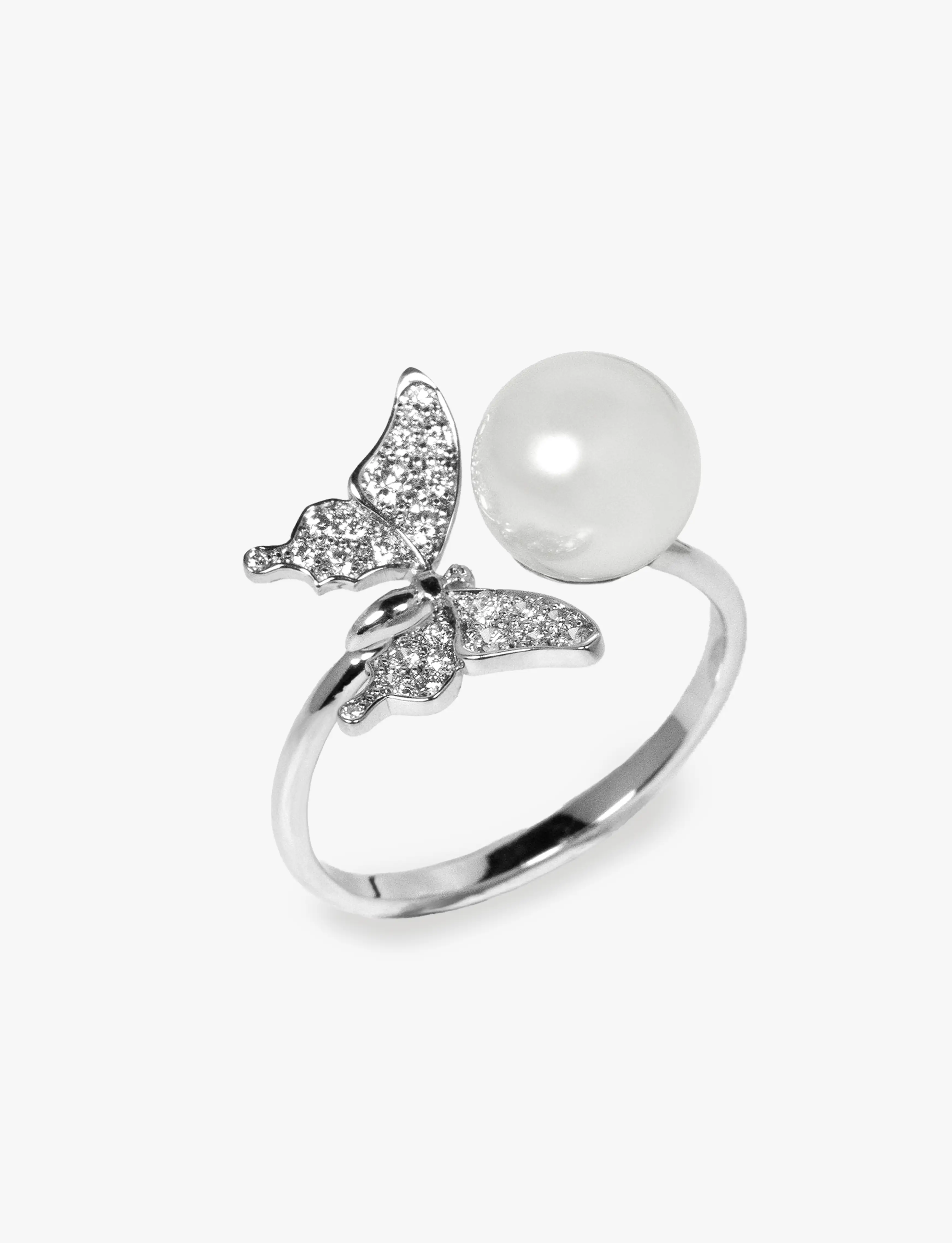 Bague Looking at the Moon Maison Édéenne en or blanc, diamants et perle Akoya