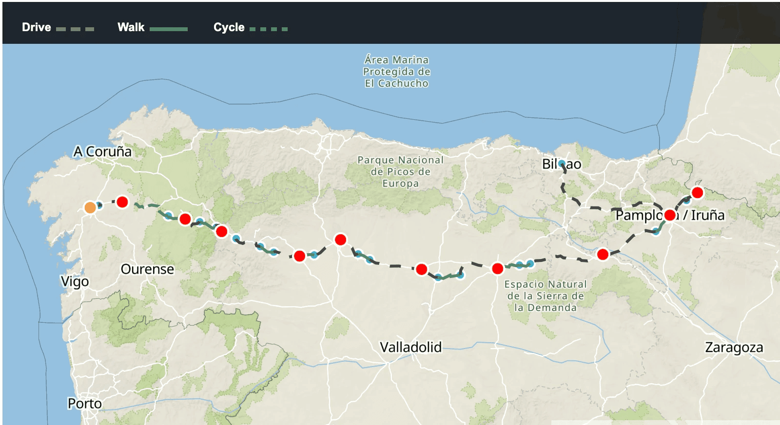 Best of Spanish Camino Map