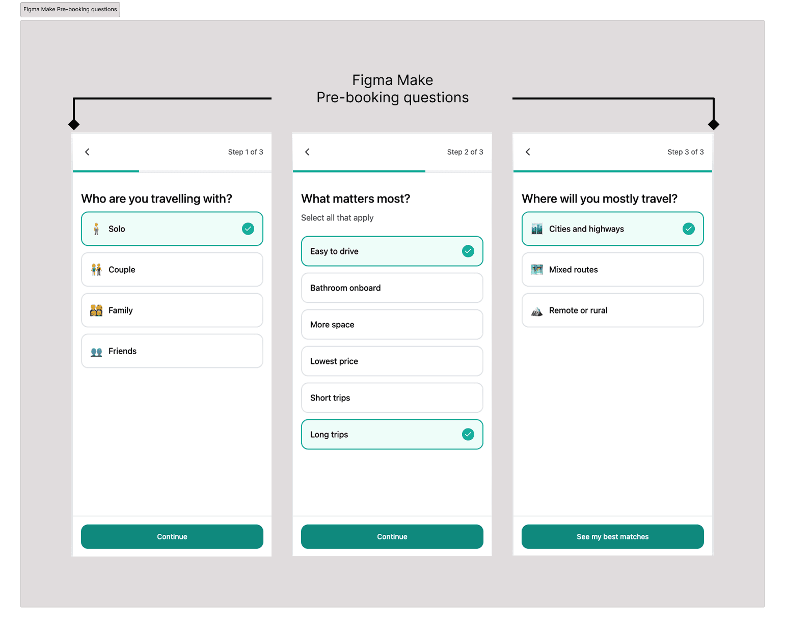 Pre-booking questions
