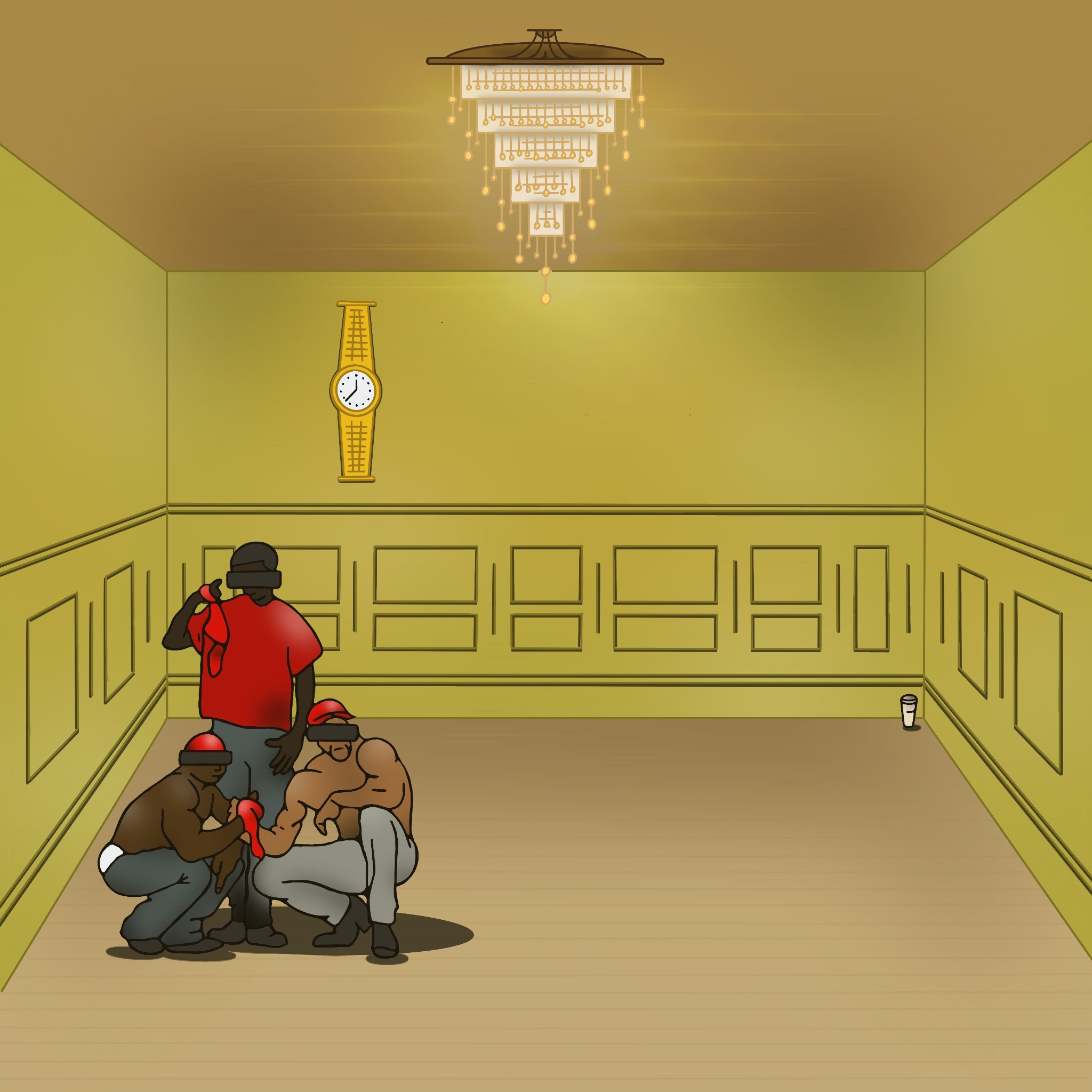 Illustration of Kendrick Lamar's "Squabble Up" video--gang members.