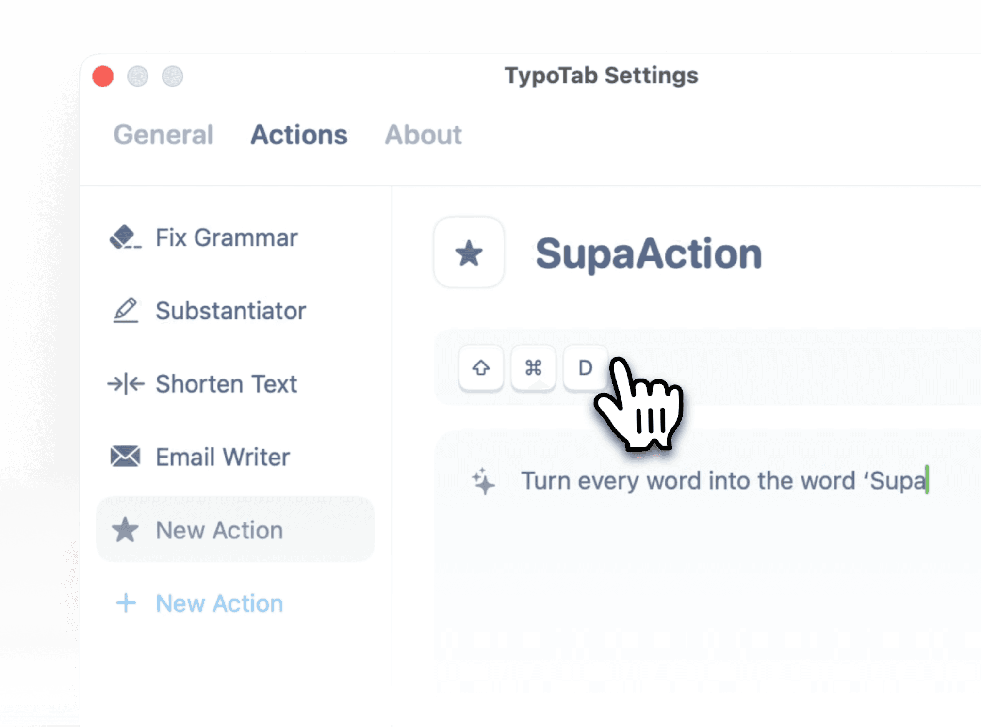TypoTab Settings Card