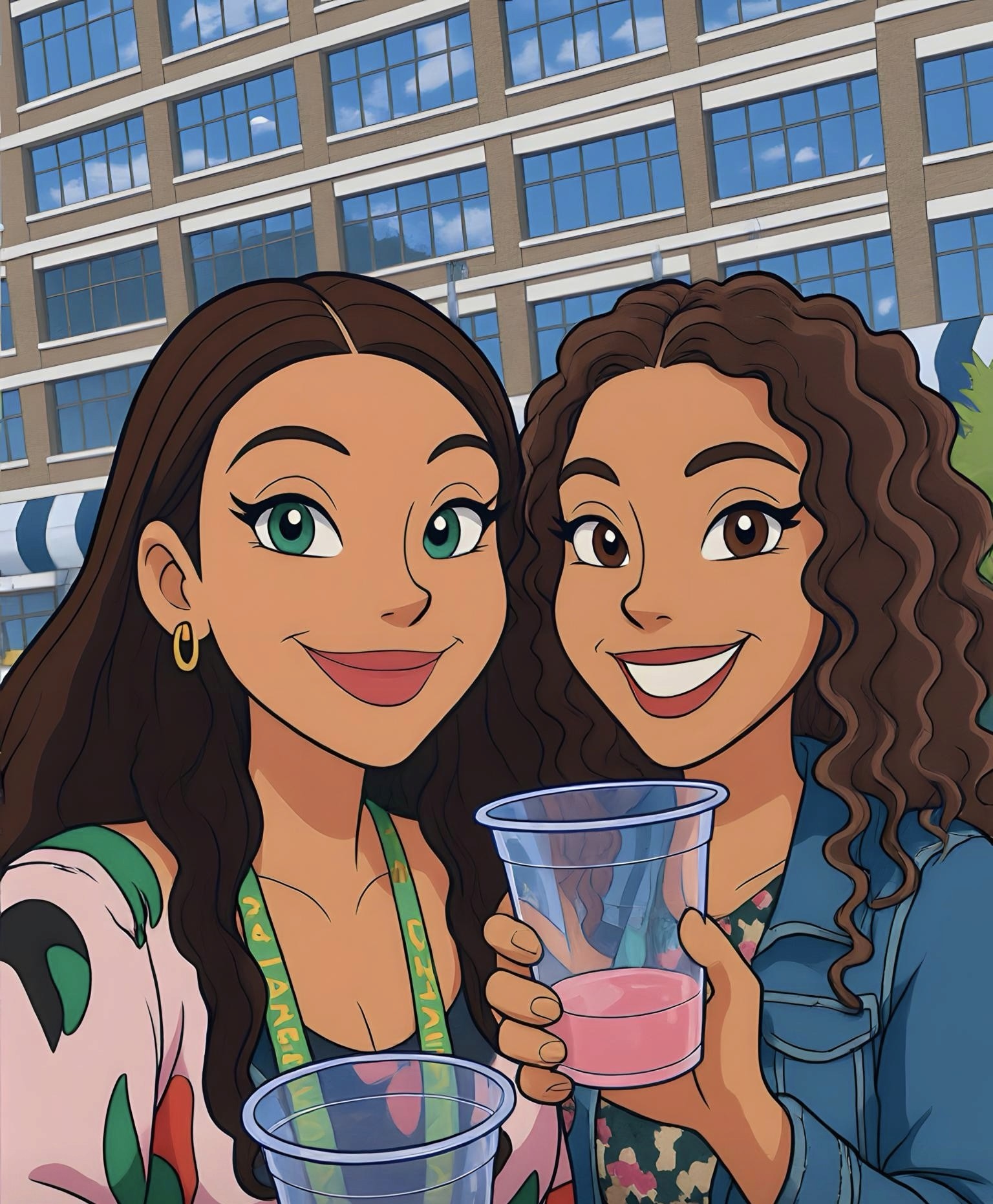 Black and white portrait of a smiling person with curly hair