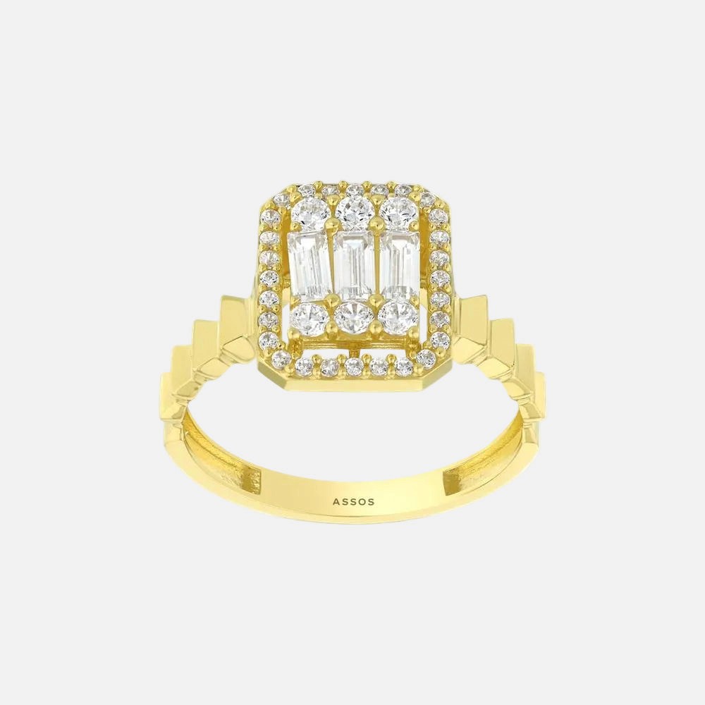 Baget Taşlı 14 Ayar Altın Yüzük Assos Pırlanta Tasarımı