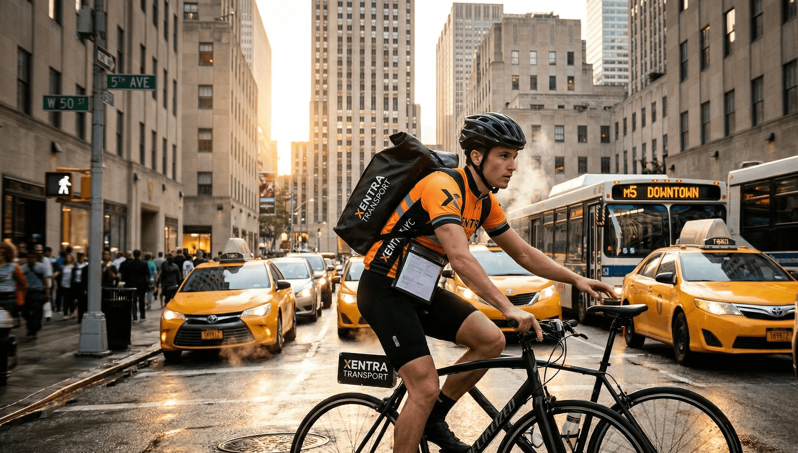 bike messenger doing delivery in nyc