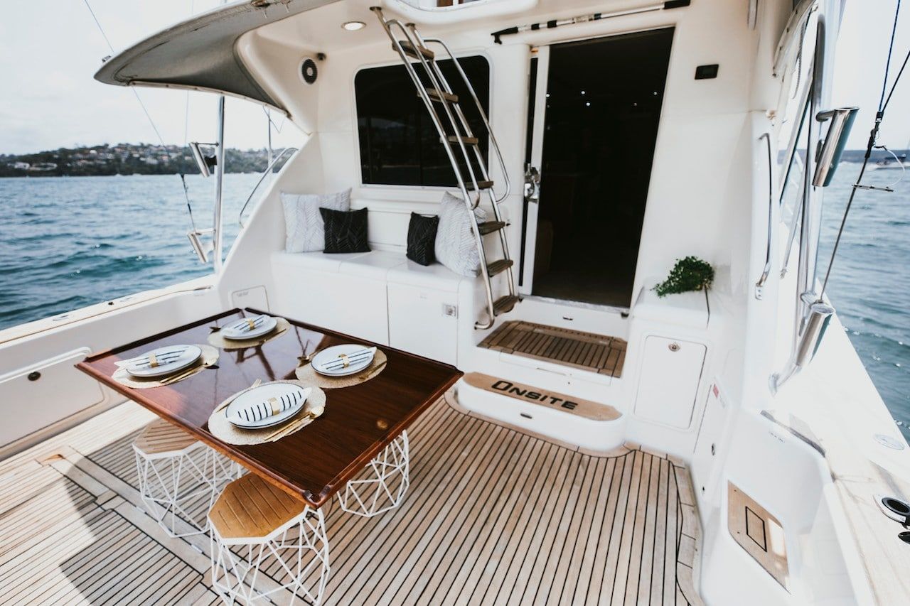Boat docked in marina