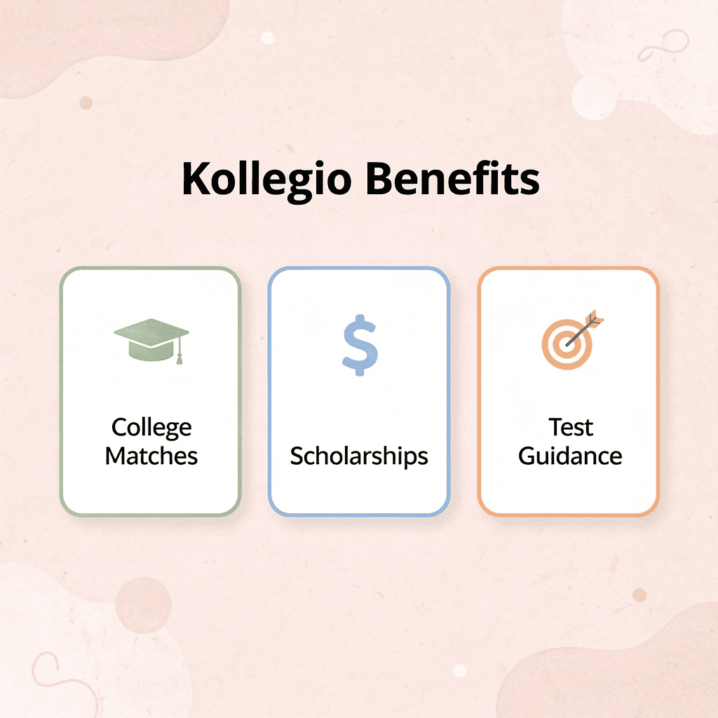  Infographic showing three main benefits of Kollegio