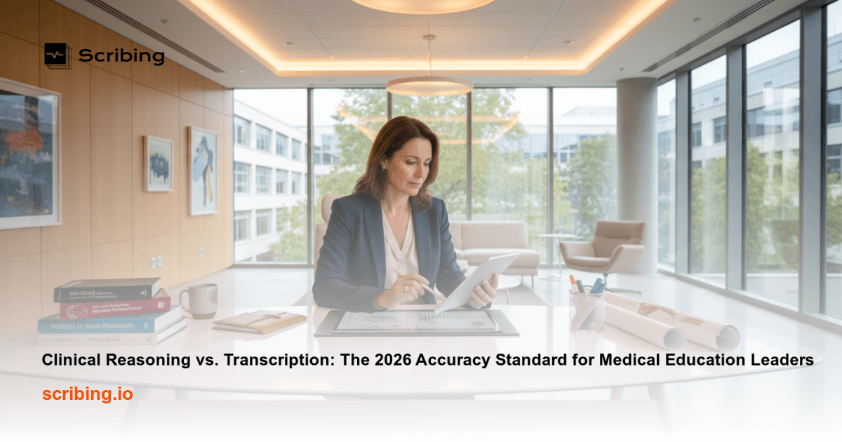 Conceptual image representing clinical reasoning in medical documentation with a stethoscope and medical chart on a professional desk