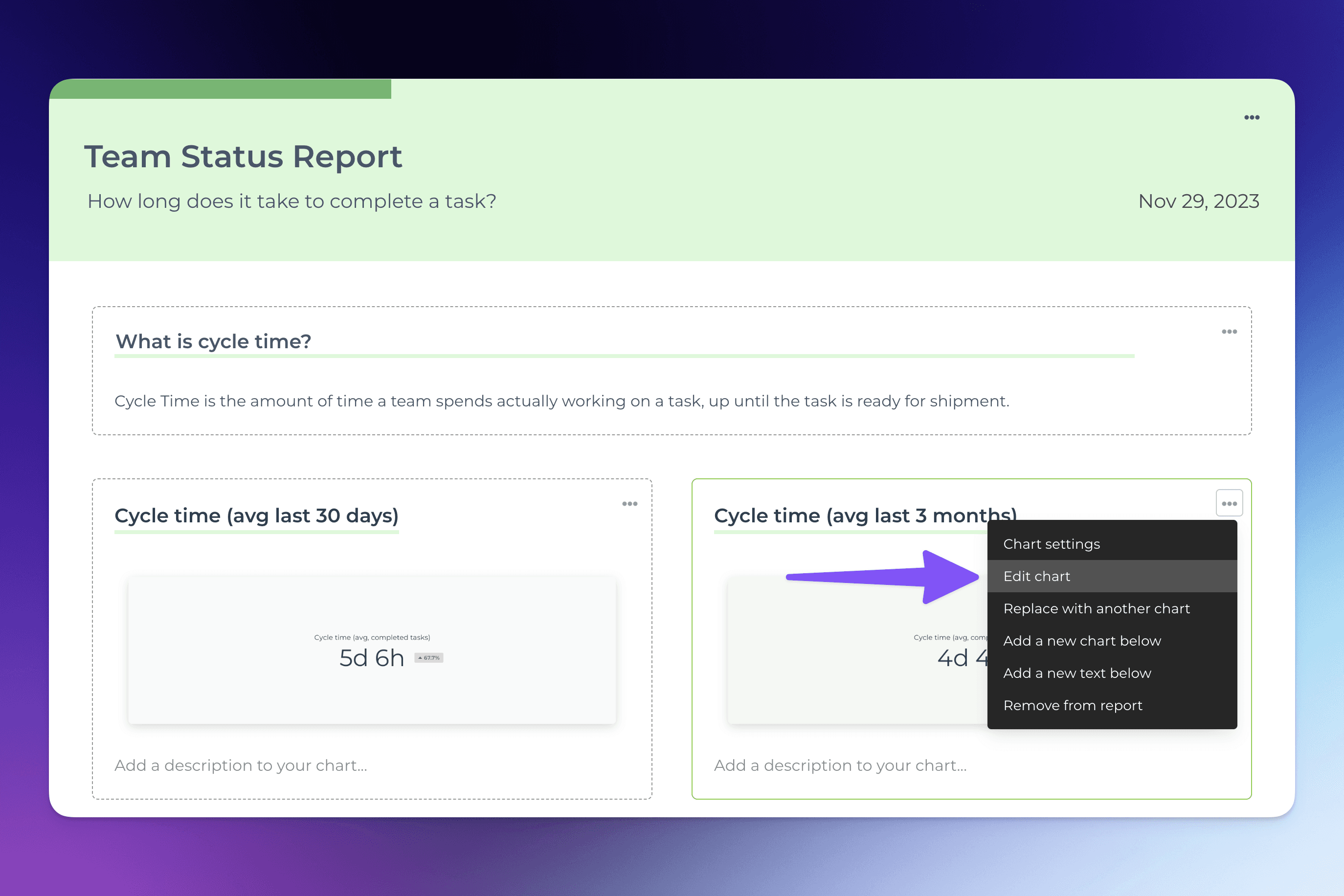 Select "Edit Chart" to view filters straight from a report.