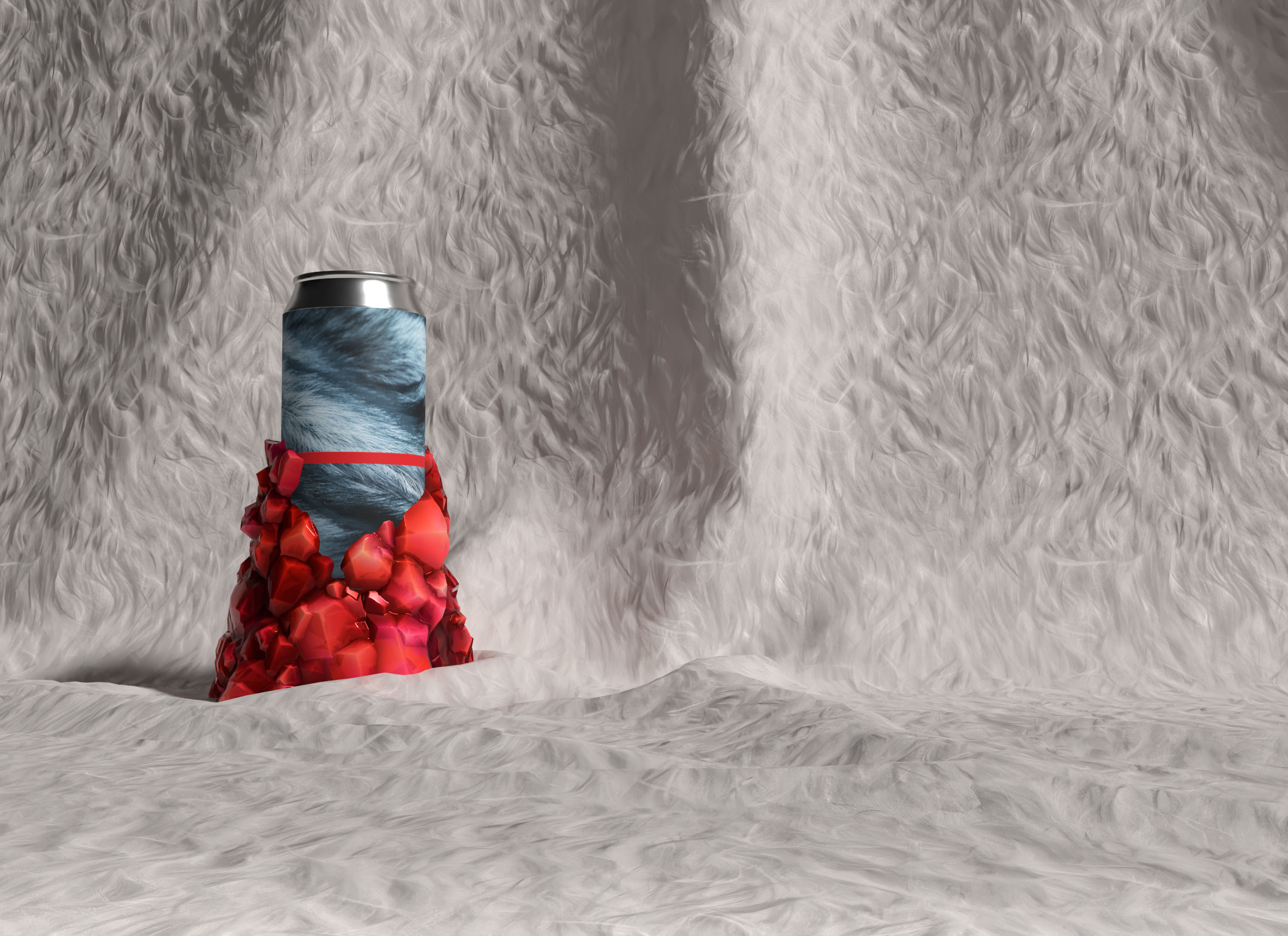 Stillwater Faux Fur Stout Can in Crystal and Fur